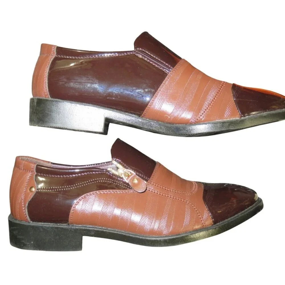 Fashion Men Brown color block Vegan Leather Business Casual Dress Shoes 41 US 9